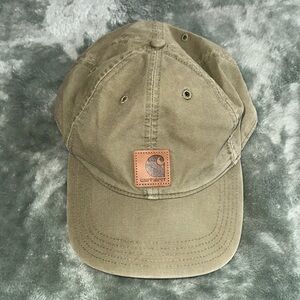 Carhartt Khaki Green Cap with Leather Patch